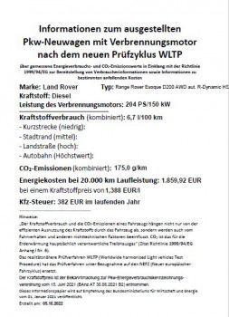 Land Rover Range Rover Evoque L551 D200 R-Dynamic HSE UPE 79.459 € ./. 25%